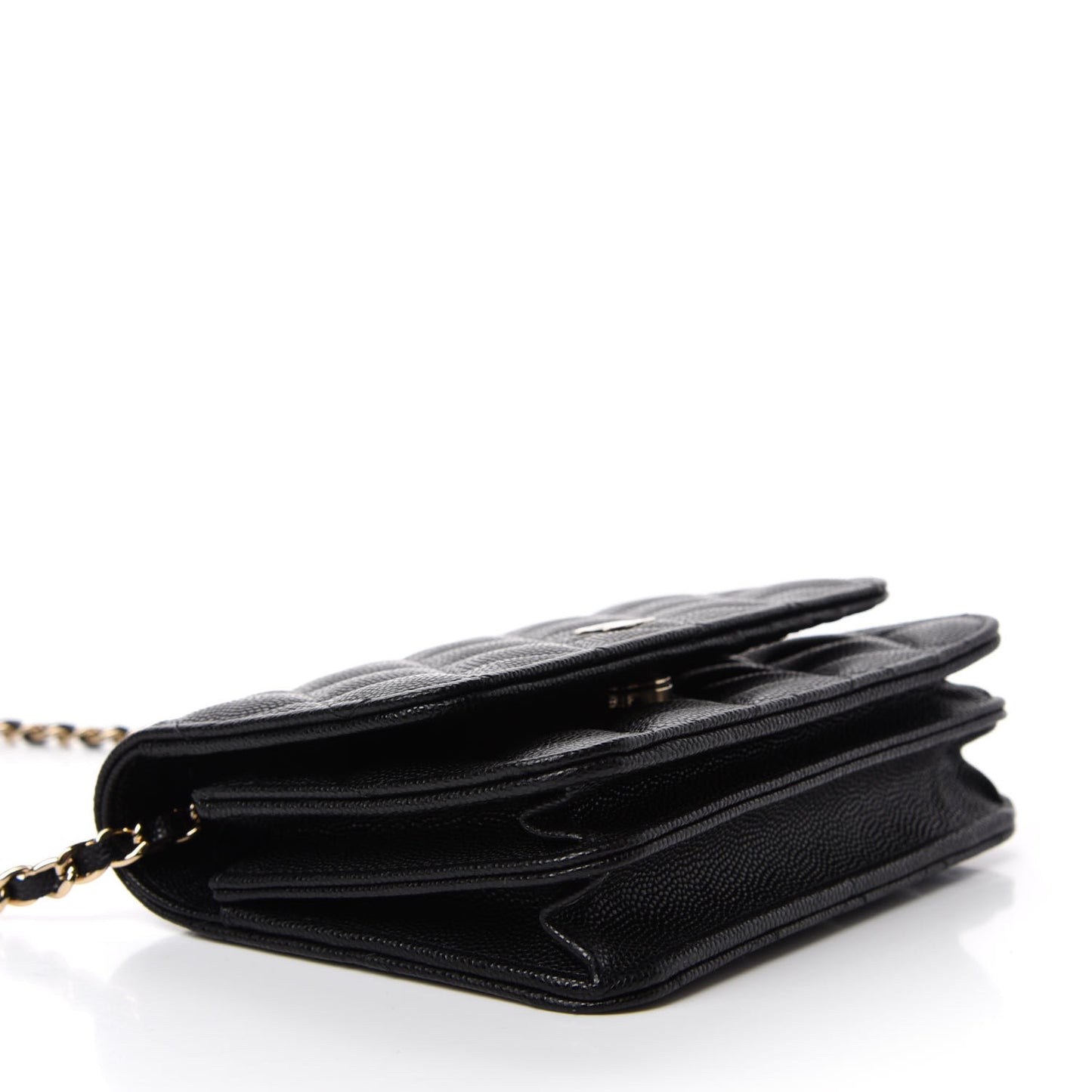 Caviar Quilted Mini Wallet On Chain WOC Black