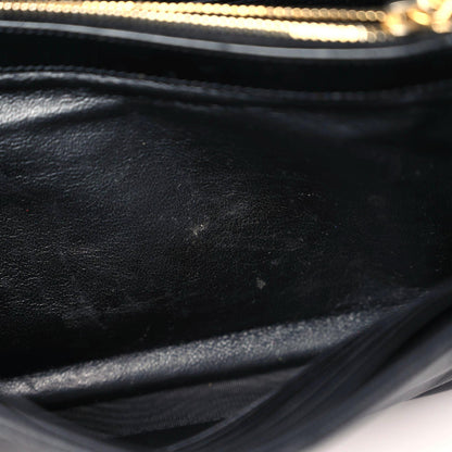 Saint Laurent Grain De Poudre Matelasse Chevron Monogram Chain Wallet Black 16 of 17
