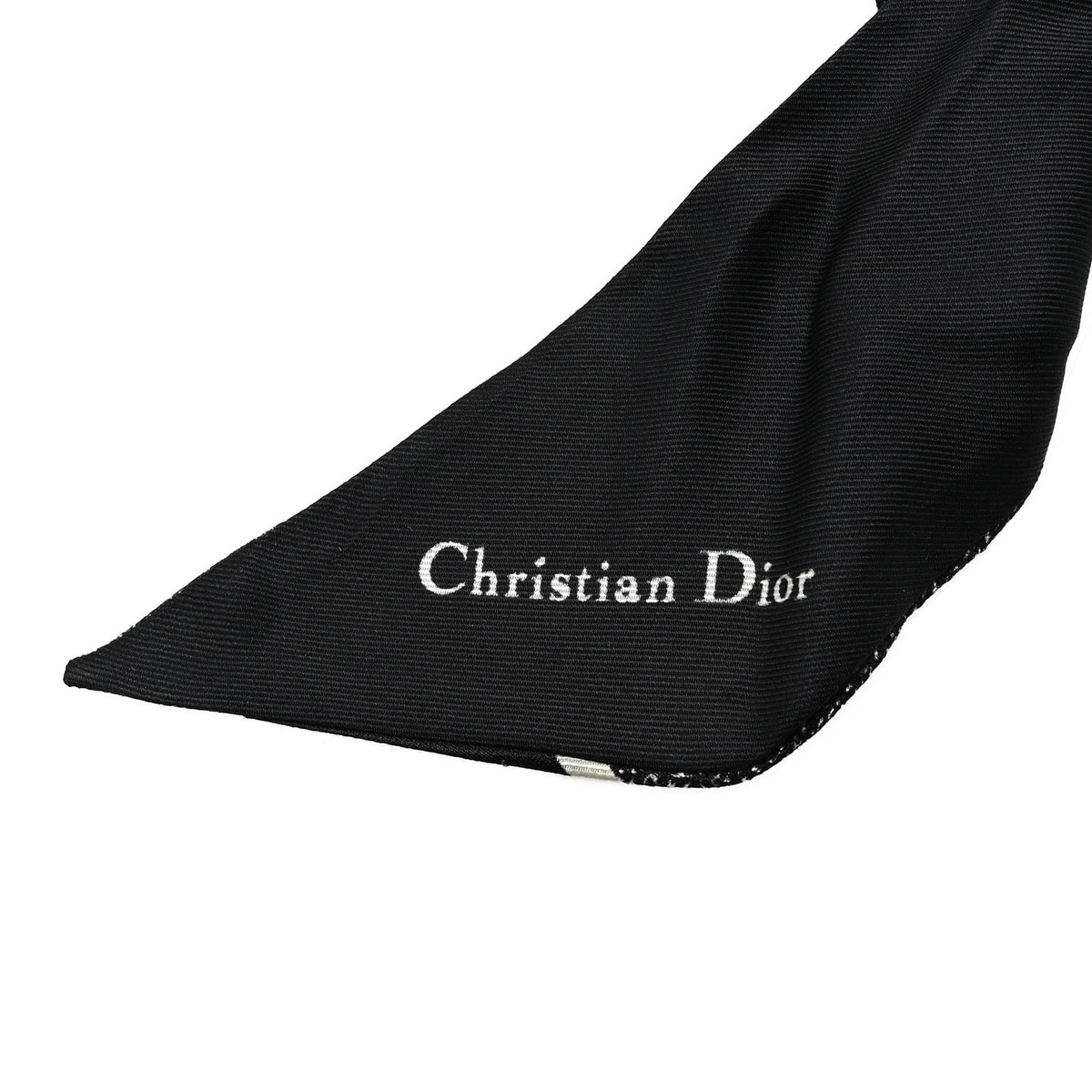 Christian Dior Silk Houndstooth Mitzah Scarf Black White 3 of 3
