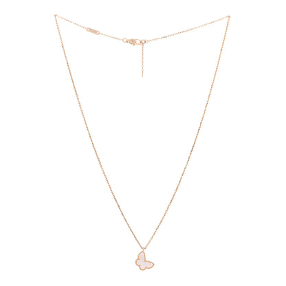 Van Cleef & Arpels 18K Yellow Gold Mother of Pearl Sweet Alhambra Butterfly Pendant Necklace 3 of 8