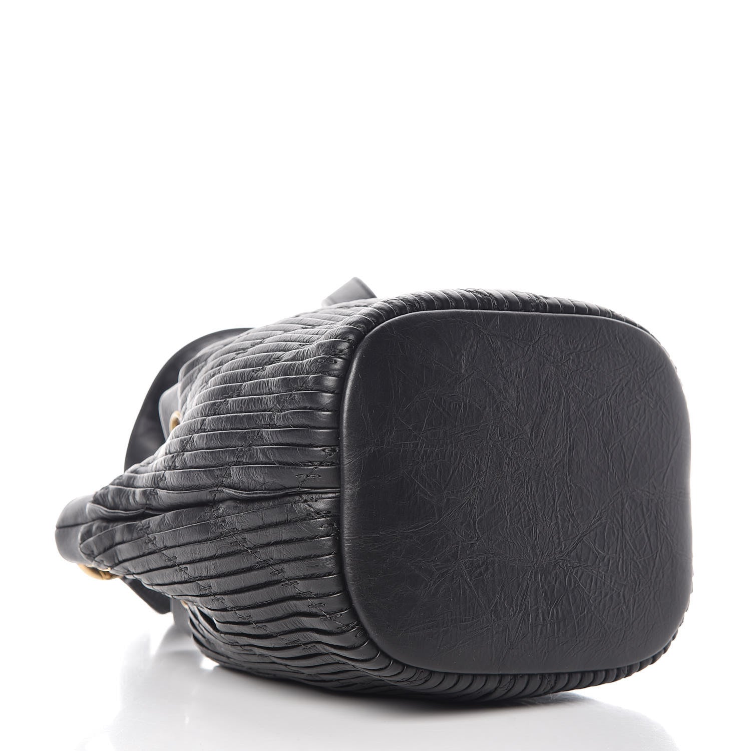 Chanel Iridescent Crumpled Calfskin Coco Pleats Small Drawstring Bag Black 4 of 9