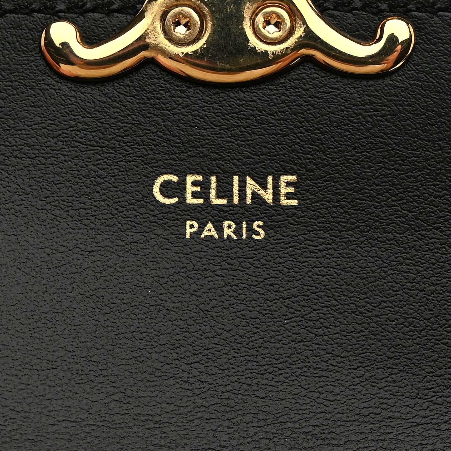 Shiny Calfskin Triomphe Flap Card Holder Black