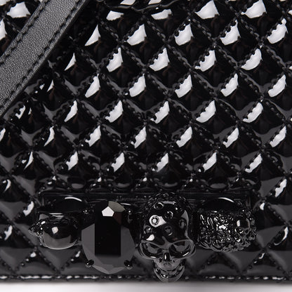 Alexander McQueen Patent Quilted Small Jeweled Knuckle Satchel Black 7 of 11