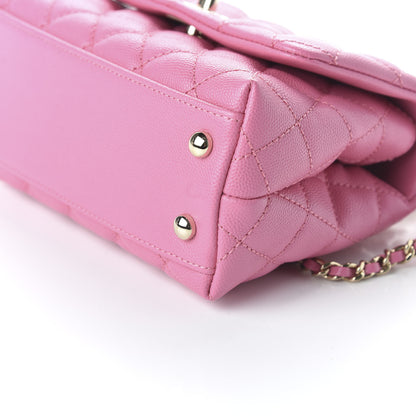 Chanel Caviar Quilted Lizard Embossed Extra Mini Coco Handle Flap Pink 7 of 11