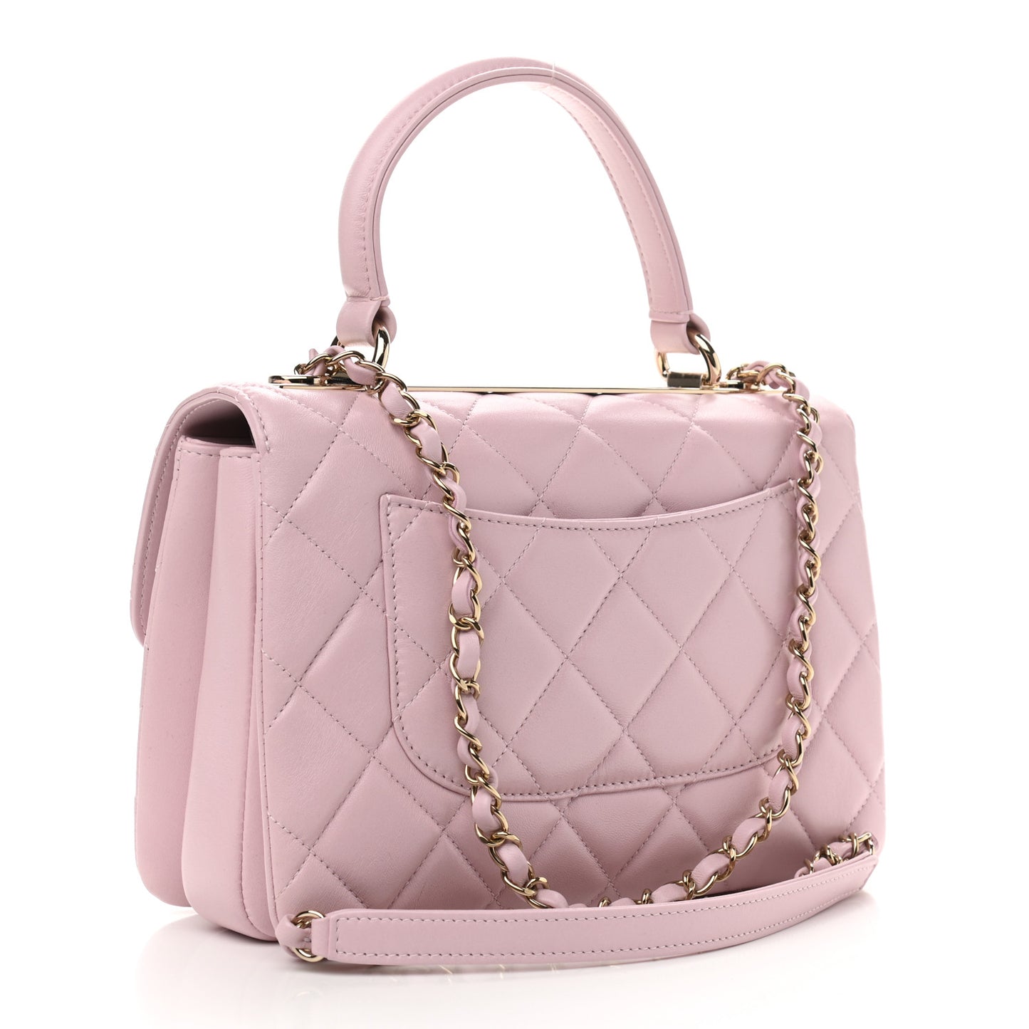 Lambskin Quilted Small Trendy CC Flap Dual Handle Bag Light Pink
