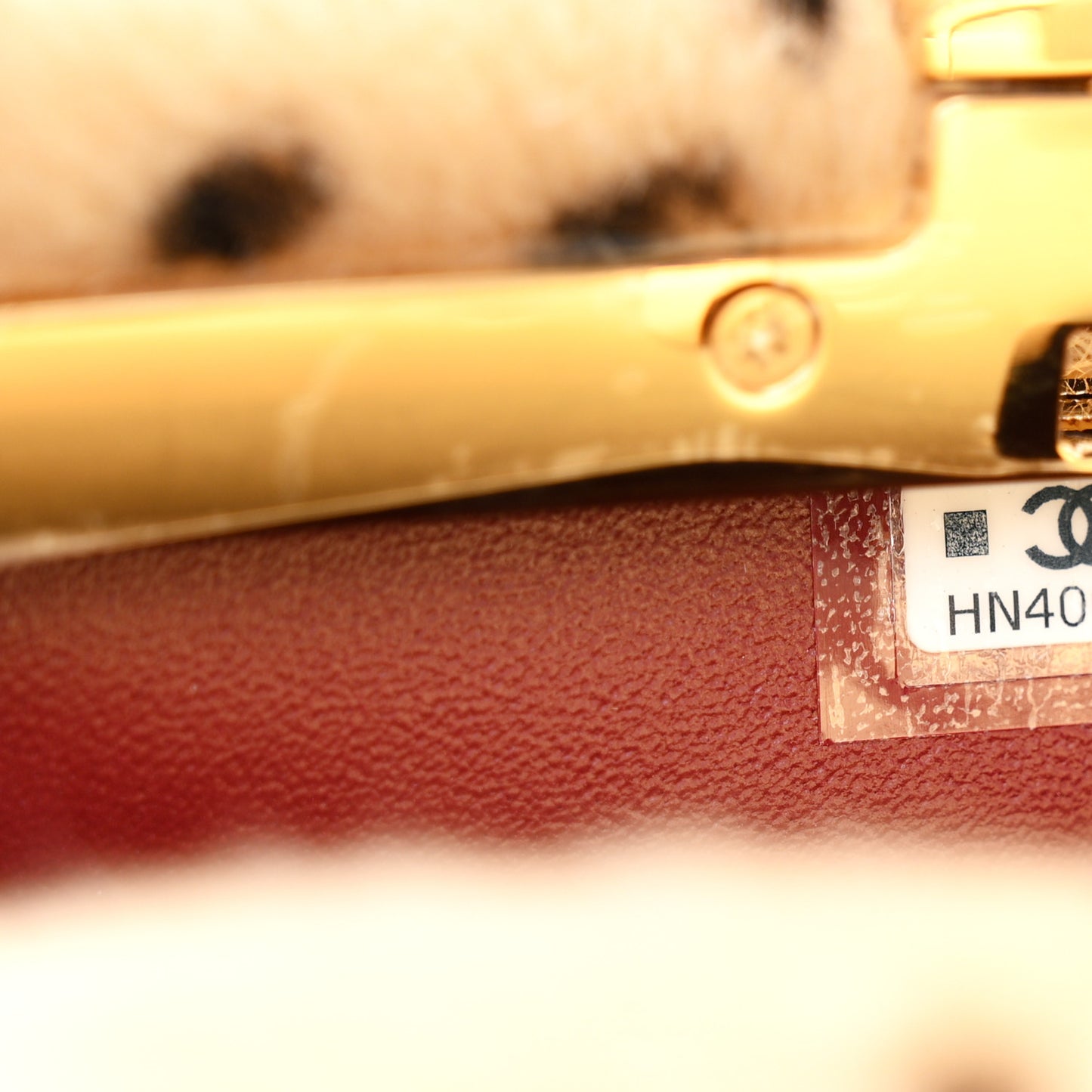 Pony Hair Cheetah Printed Lambskin Clutch With Chain Beige Black