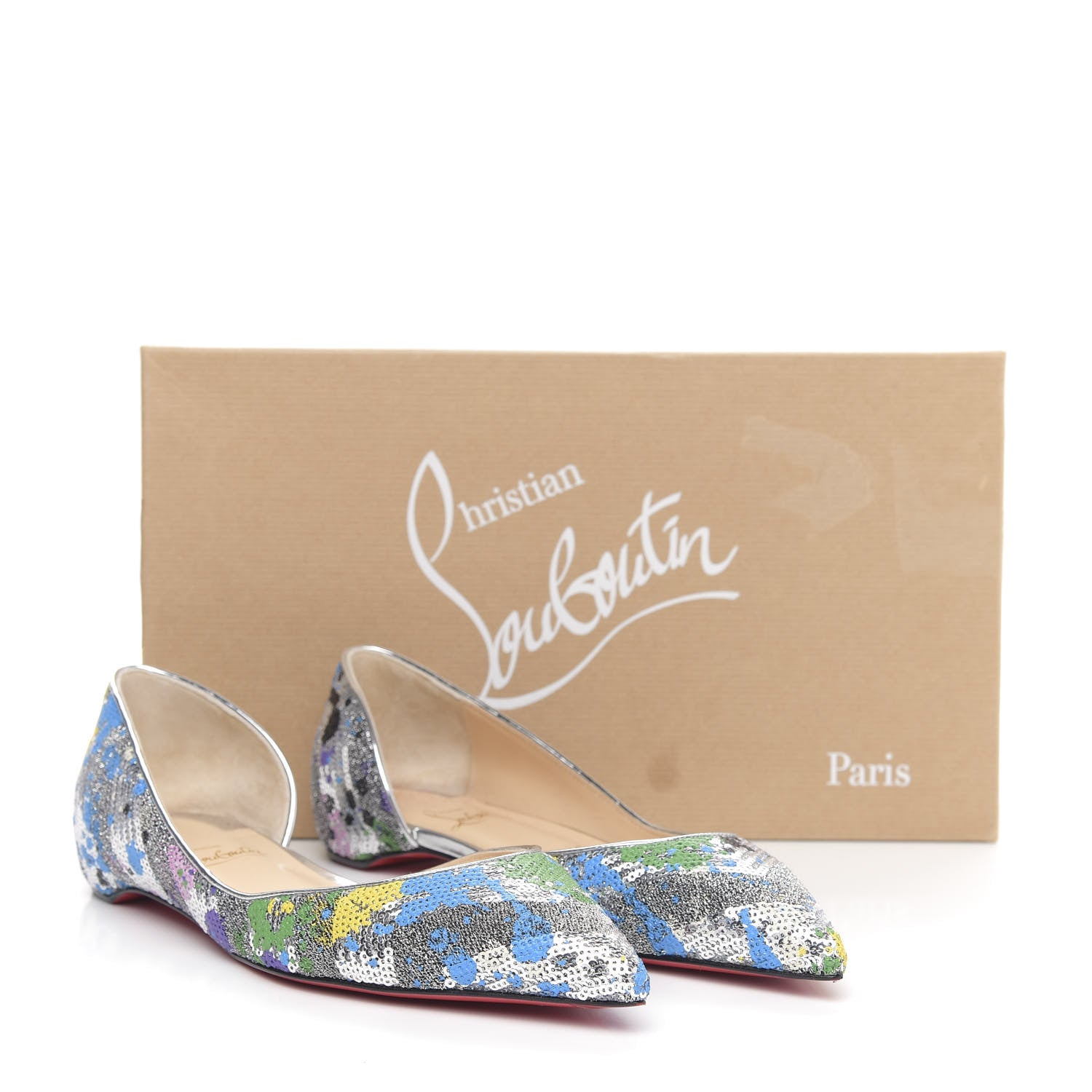 Christian Louboutin Paillette Splash Iriza Flats 38.5 Silver Multicolor 10 of 10