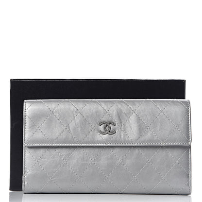Chanel Aged Metallic Calfskin Large Palette Flap Wallet Silver 12 of 12