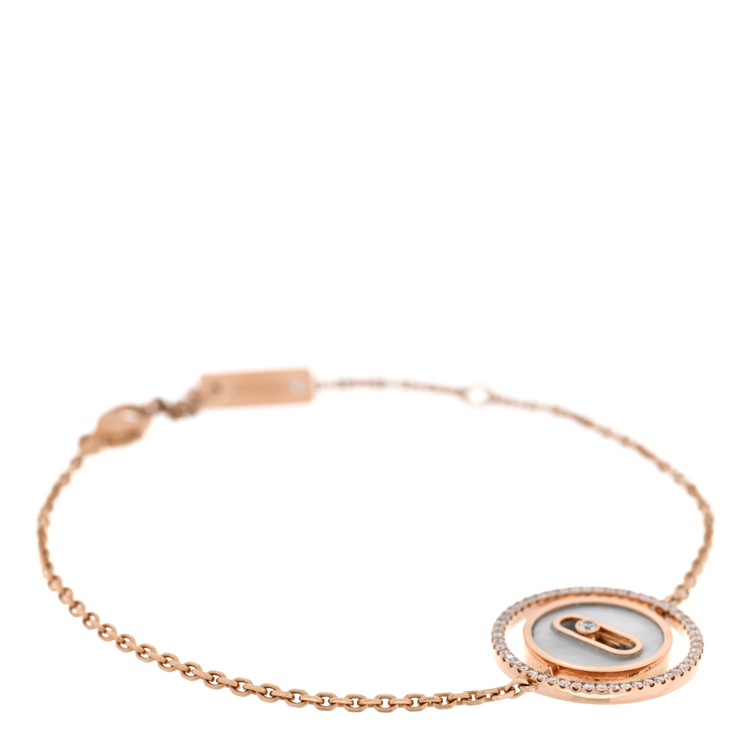 Messika 18K Rose Gold Diamond Mother of Pearl Small Lucky Move Bracelet 1 of 3