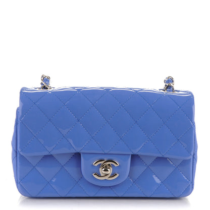 Chanel Patent Calfskin Quilted Mini Rectangular Flap Blue 1 of 7