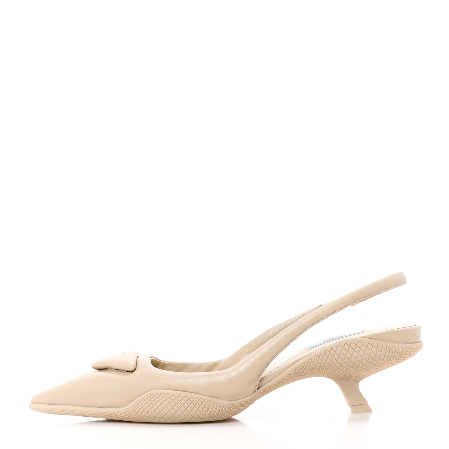 Spazzolato Triangle Logo Pointed Toe 45mm Slingback Pumps 38 Deserto