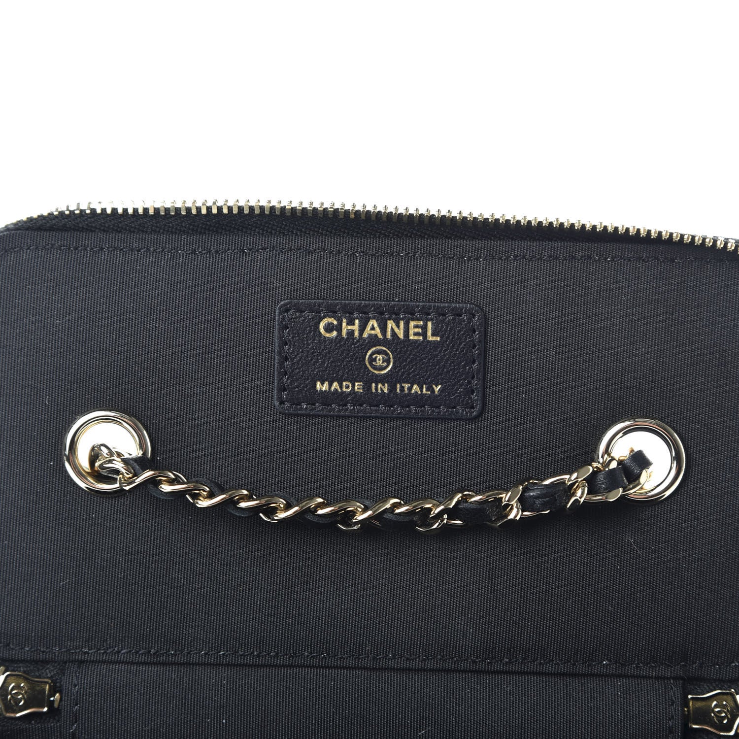 Chanel Raffia Jute Striped Small Vanity Case With Chain Black Beige 6 of 11