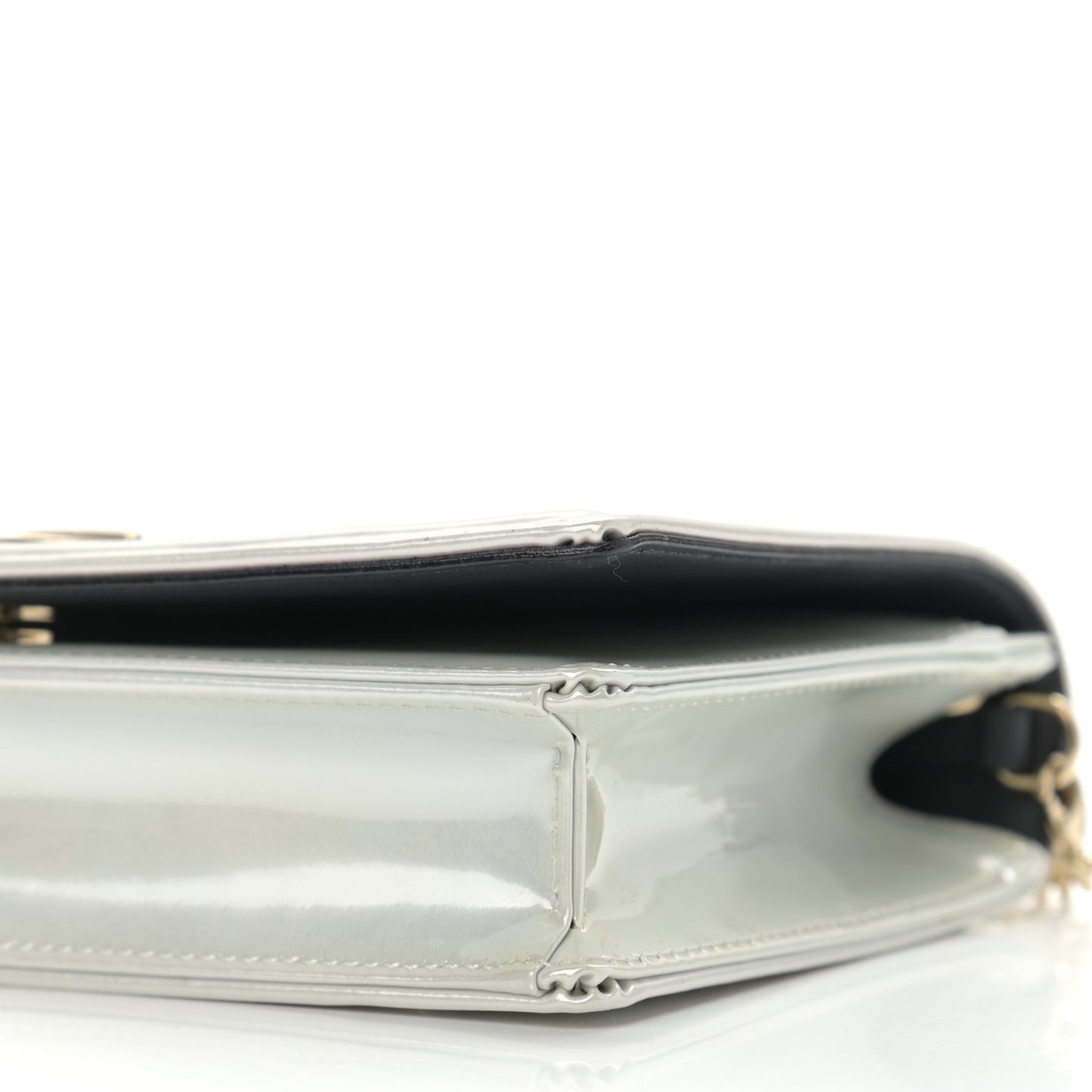 Patent Micro-Cannage Diorama Wallet on Chain Pouch White