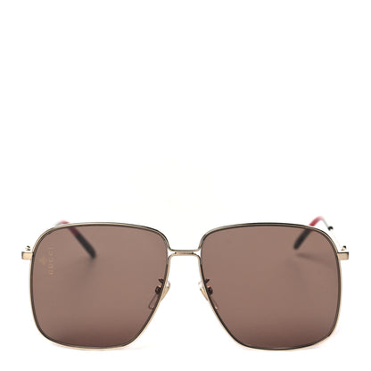 Gucci Web Rectangular Frame Interlocking G Sunglasses GG0394S Green Red 2 of 6