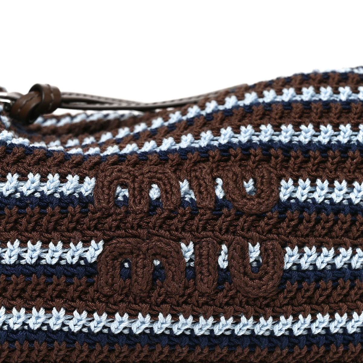 Miu Miu Fabric Crochet Mini Spirit Bag Cacao Celeste 7 of 9