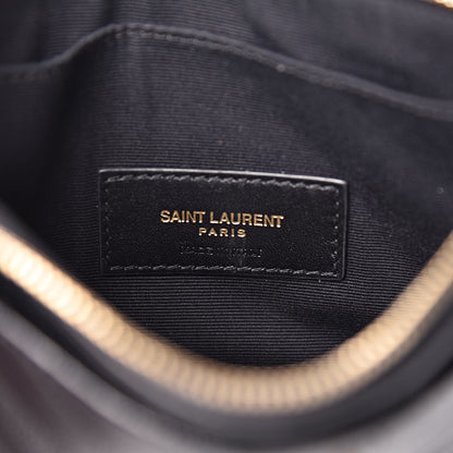 Saint Laurent Grain De Poudre Chevron Monogram Bill Pouch Black 6 of 10