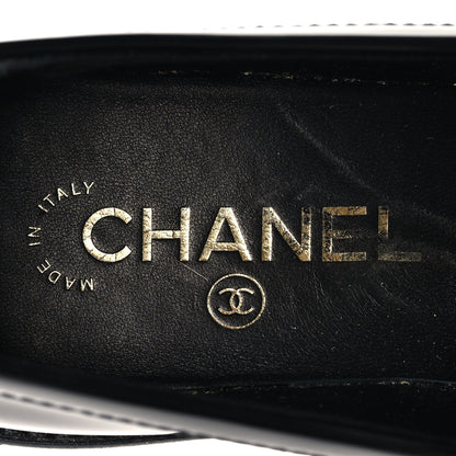Chanel Shiny Calfskin Quilted CC Mocassin Loafers 37 Black 9 of 10