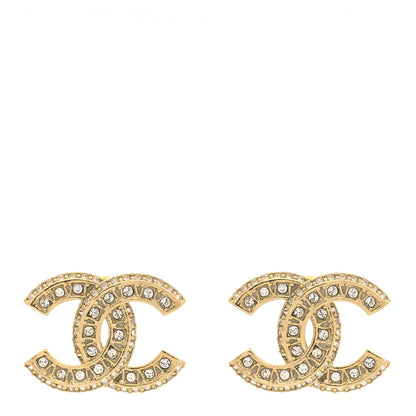 Chanel Crystal Timeless CC Earrings Light Gold 1 of 5