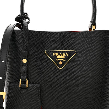 Prada Saffiano Cuir Small Panier Bucket Bag Black Fuoco 8 of 10