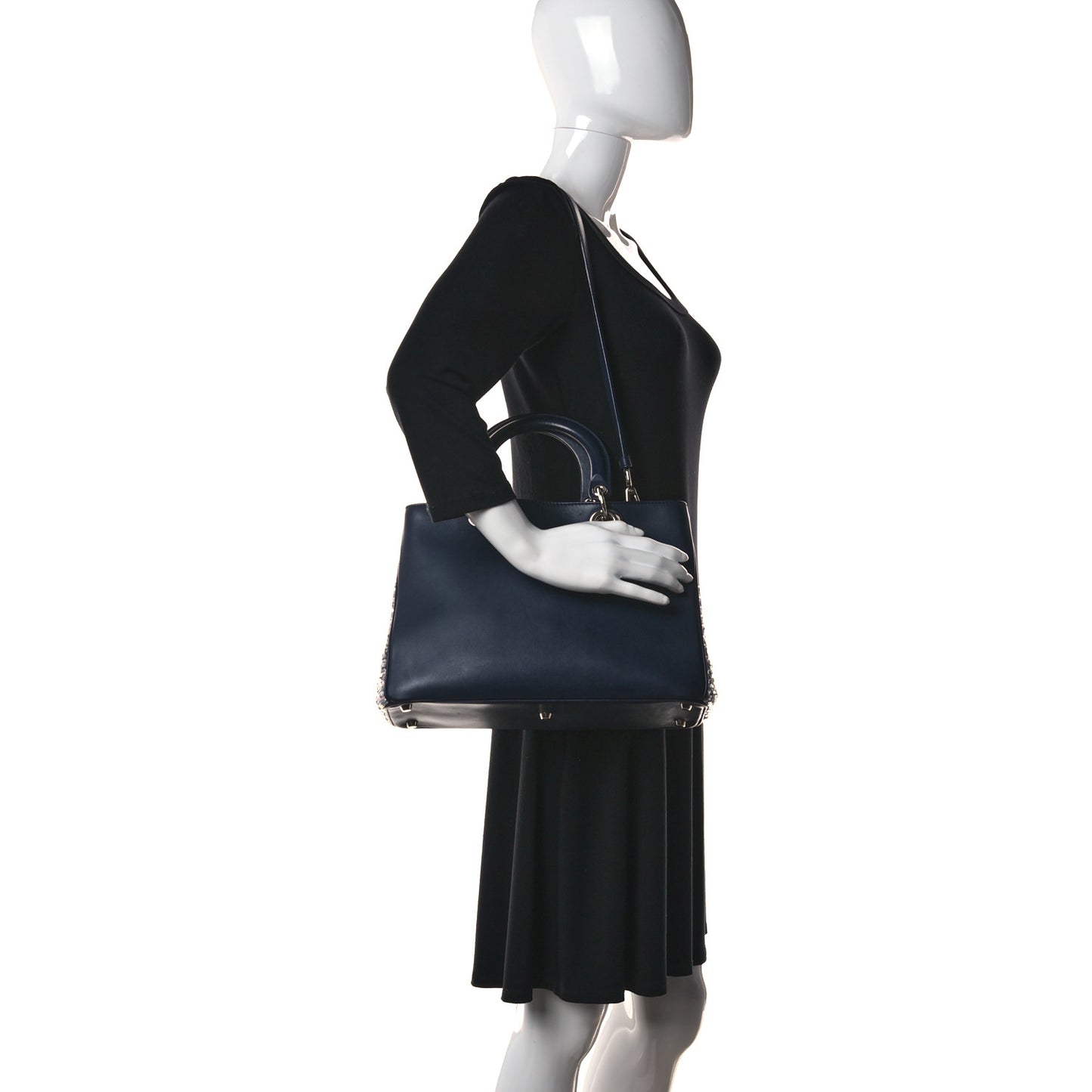 Smooth Calfskin Medium Embellished Diorissimo Bag Navy Multicolor