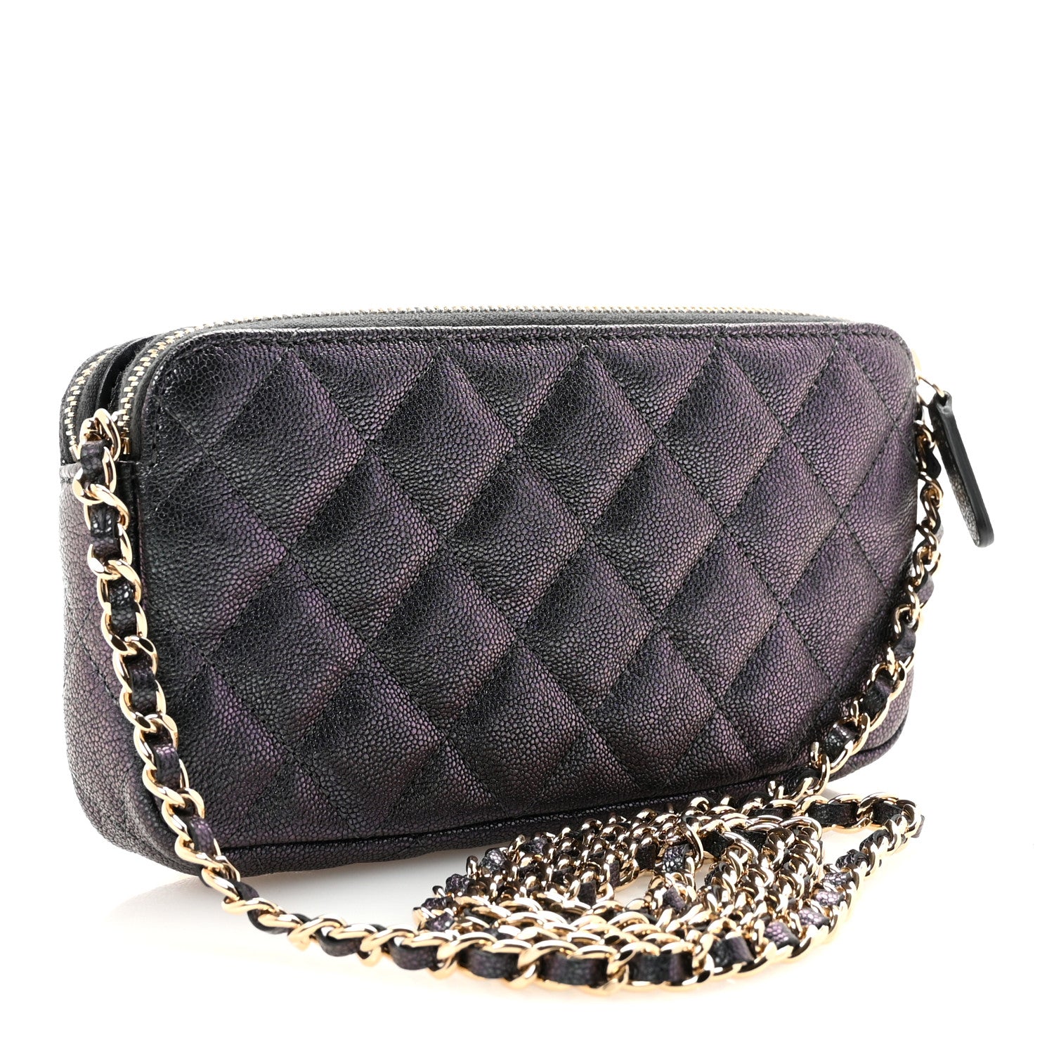 Chanel Iridescent Caviar Quilted Small Clutch With Chain Black 3 of 12