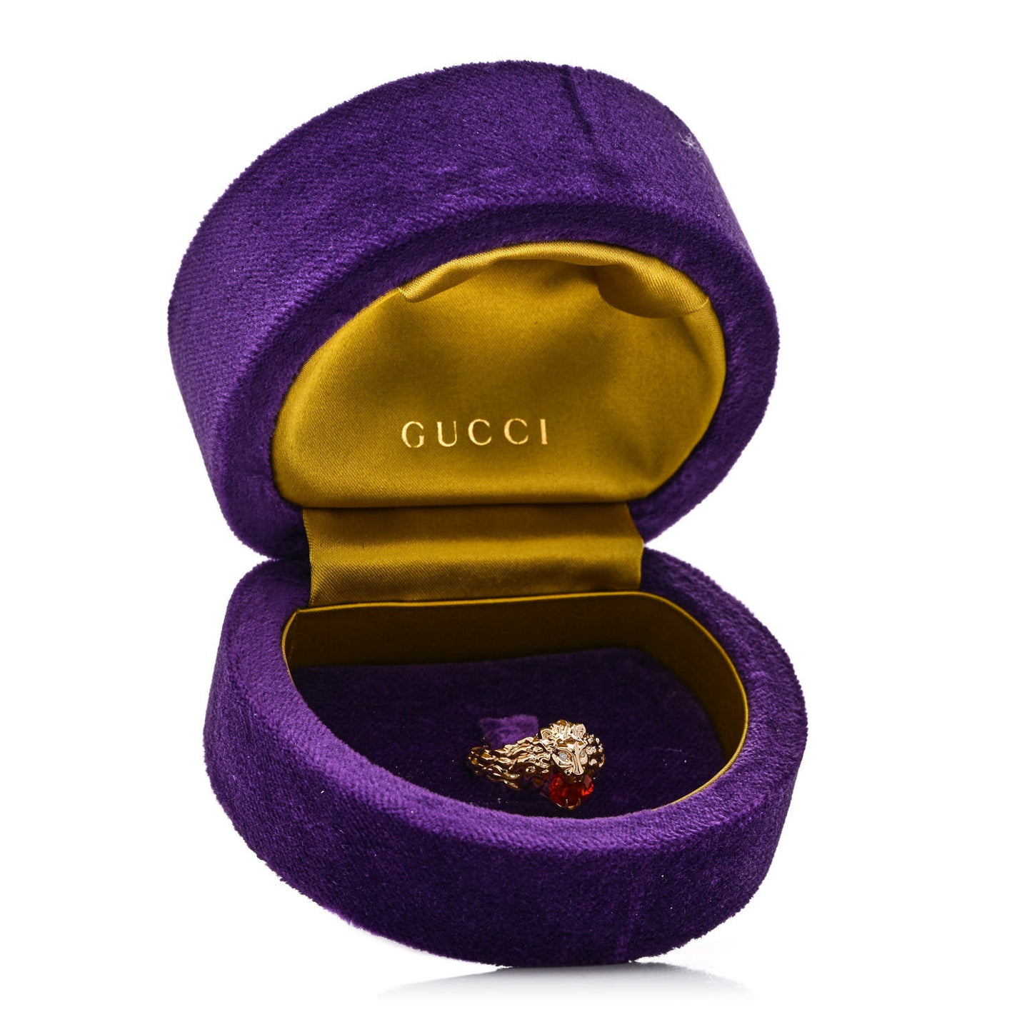 18K Yellow Gold Diamond Fire Opal Lion Head Ring 54 6.75