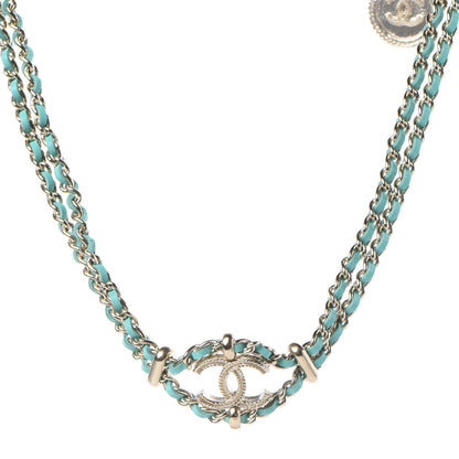 Chanel Metal Lambskin CC Chain Link Necklace Turquoise 1 of 7