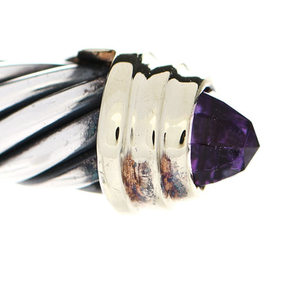 David Yurman Sterling Silver 14K Yellow Gold Amethyst 5mm Cable Classics Petite Color Bracelet 4 of 5