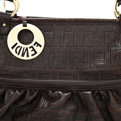 Fendi Vitello Bottalato FF Embossed Large Chef Shopper Tote Chocolate 13 of 22