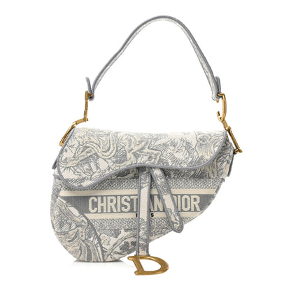 Christian Dior Canvas Embroidered Toile de Jouy Saddle Bag Gray 1 of 10