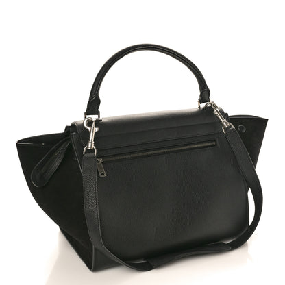 Celine Drummed Calfskin Suede Medium Trapeze Black 3 of 9