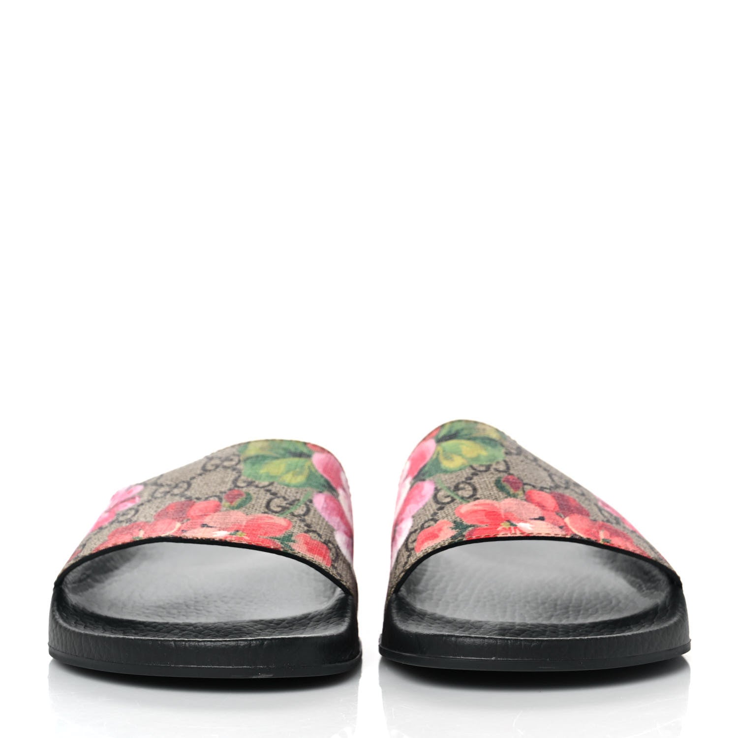 Gucci GG Supreme Monogram Blooms Slide Sandals 39 Beige Multicolor 2 of 7