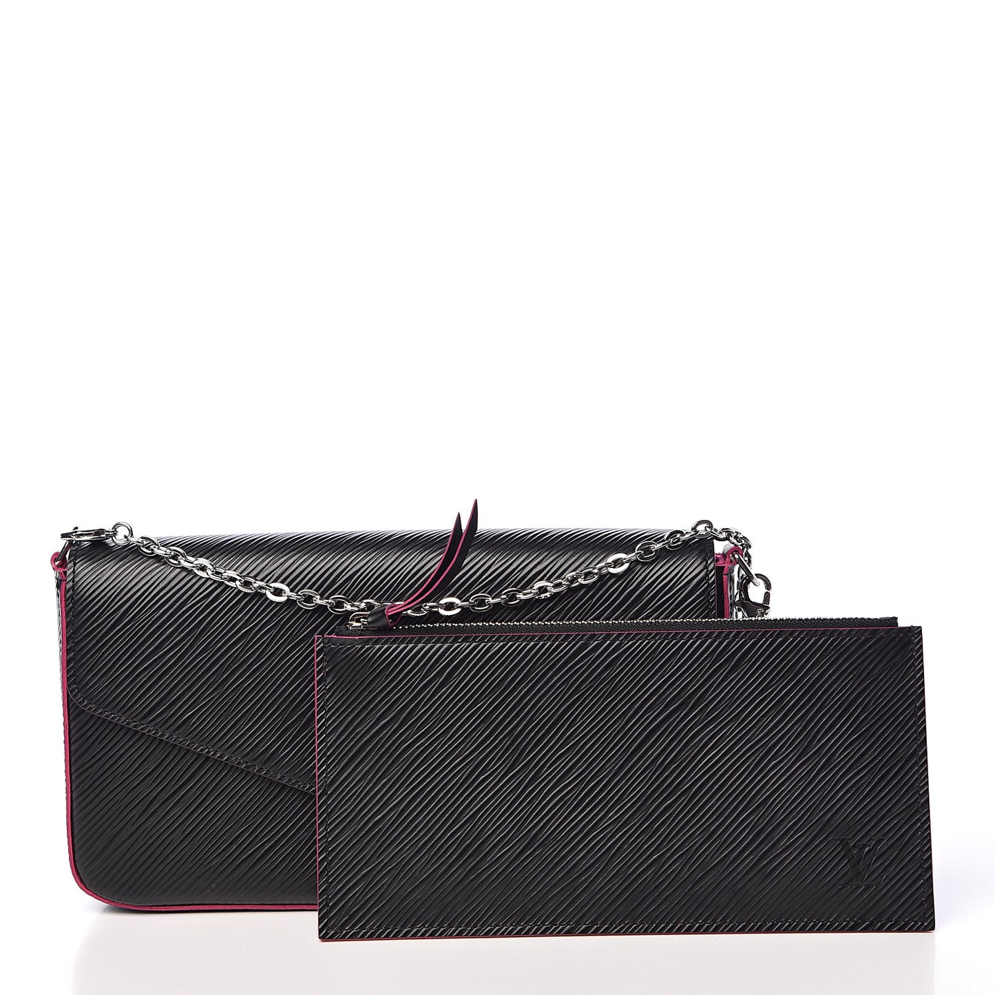 Epi Pochette Felicie Black Hot Pink