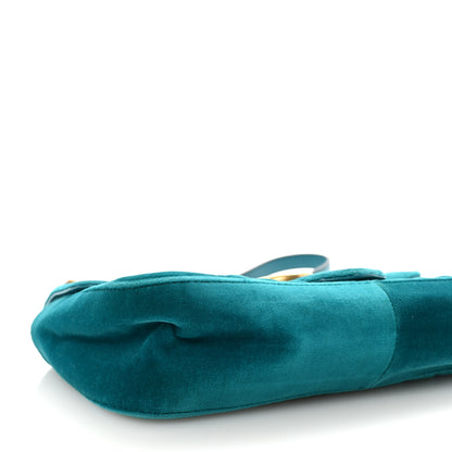 Gucci Velvet Matelasse Small GG Marmont Shoulder Bag Pavone Cyan 9 of 10