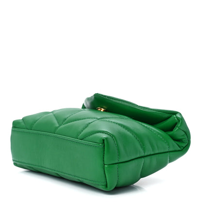 Saint Laurent Lambskin Monogram Loulou Puffer Pouch Clutch New Vert 9 of 12
