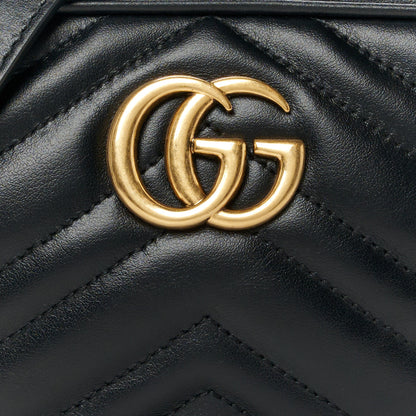 Gucci Calfskin Matelasse Mini GG Marmont Chain Shoulder Bag Black 9 of 11
