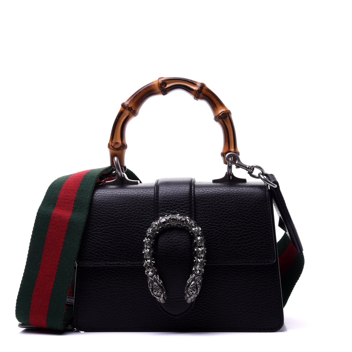 Gucci Dollar Calfskin Crystal Web Mini Dionysus Bamboo Top Handle Bag Black Black Diamond 1 of 11