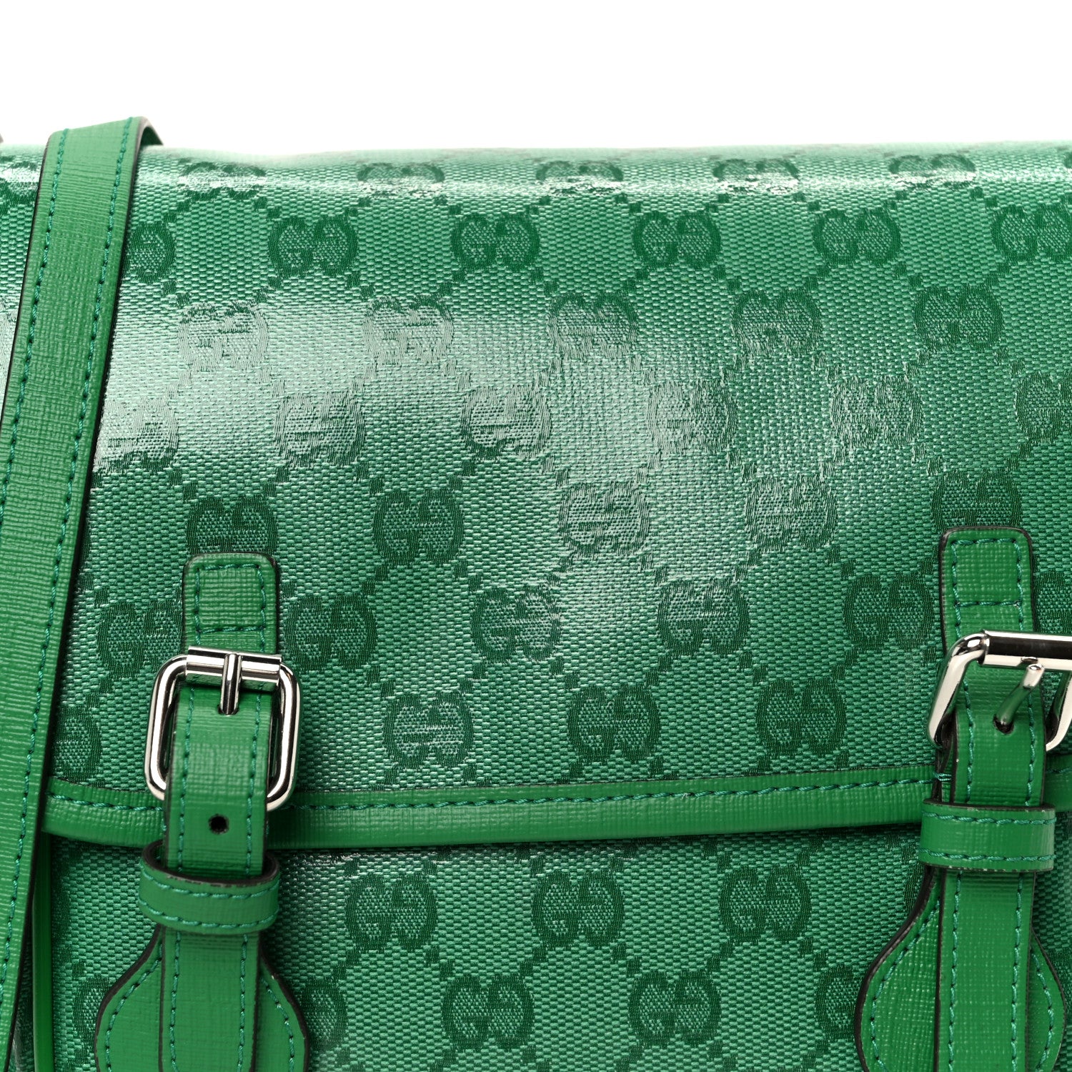 Gucci Monogram GG Childrens Messenger Bag Green 9 of 11