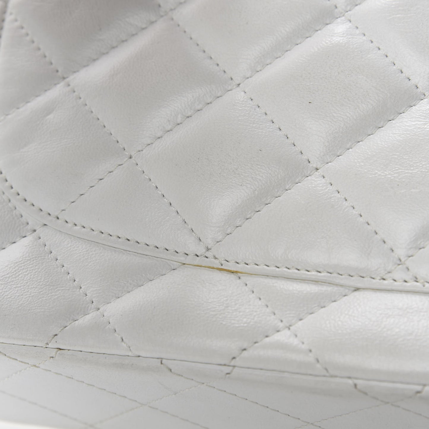 Lambskin Quilted Medium Double Flap White