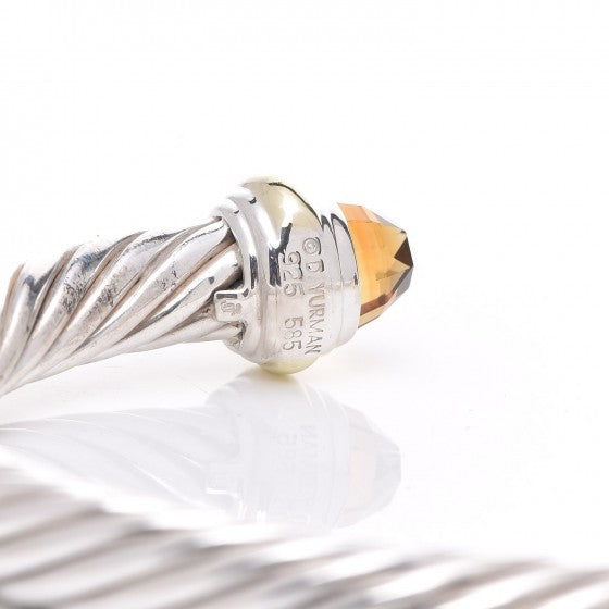 David Yurman Sterling Silver 14K Yellow Gold Citrine 7mm Cable Classics Bracelet 5 of 5