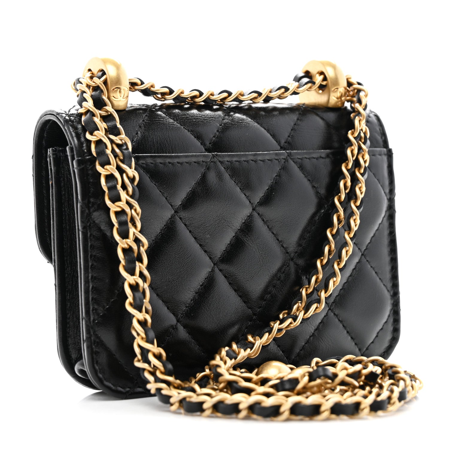 Chanel Calfskin Quilted Perfect Fit Coin Purse With Chain Black 3 of 12