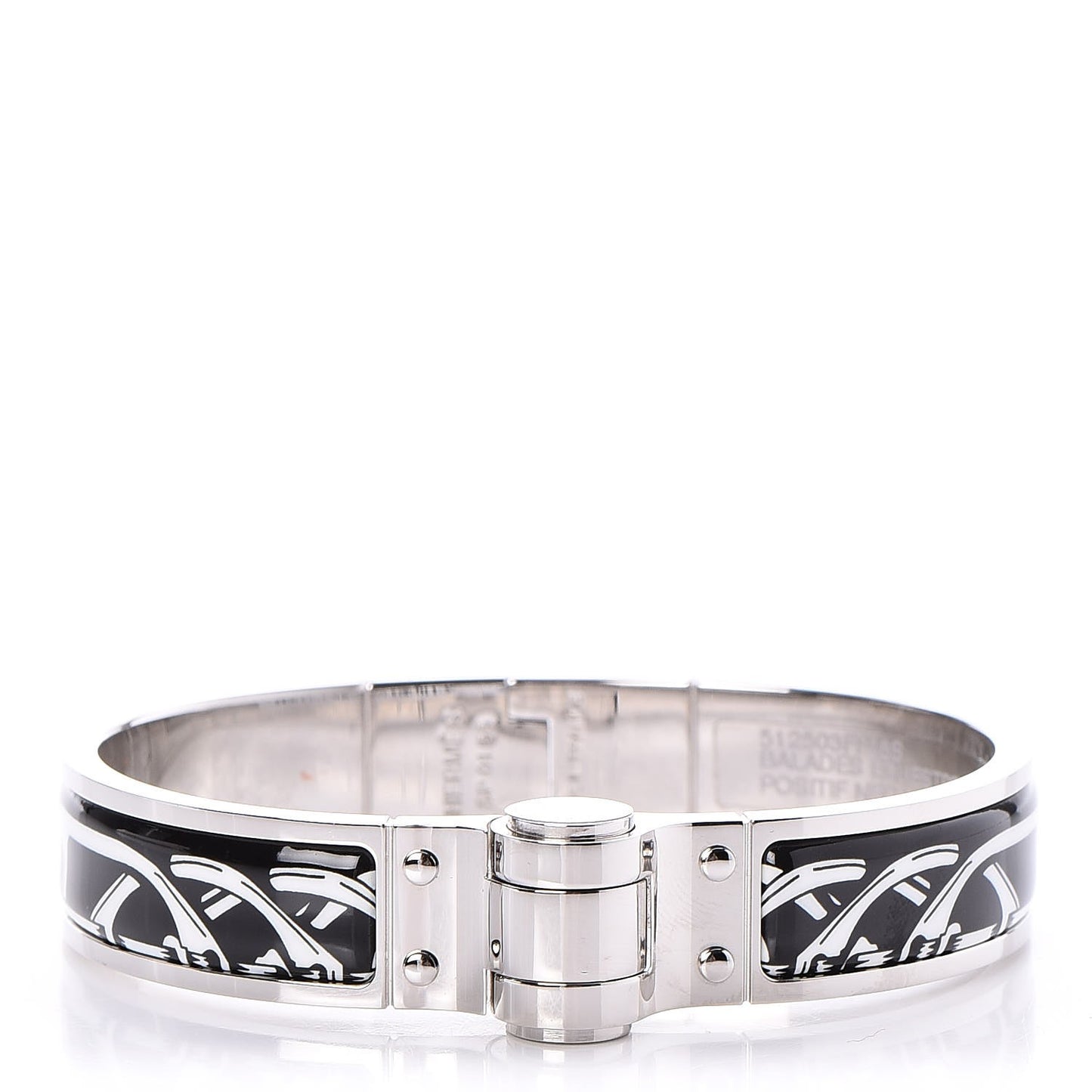 Enamel Printed Narrow Balades Equestres Positif Negatif Hinged Bracelet M Black
