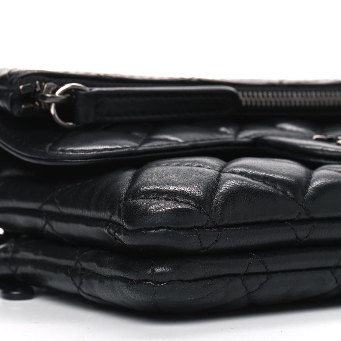 Lambskin Quilted Mini Multi Flap Bag Black