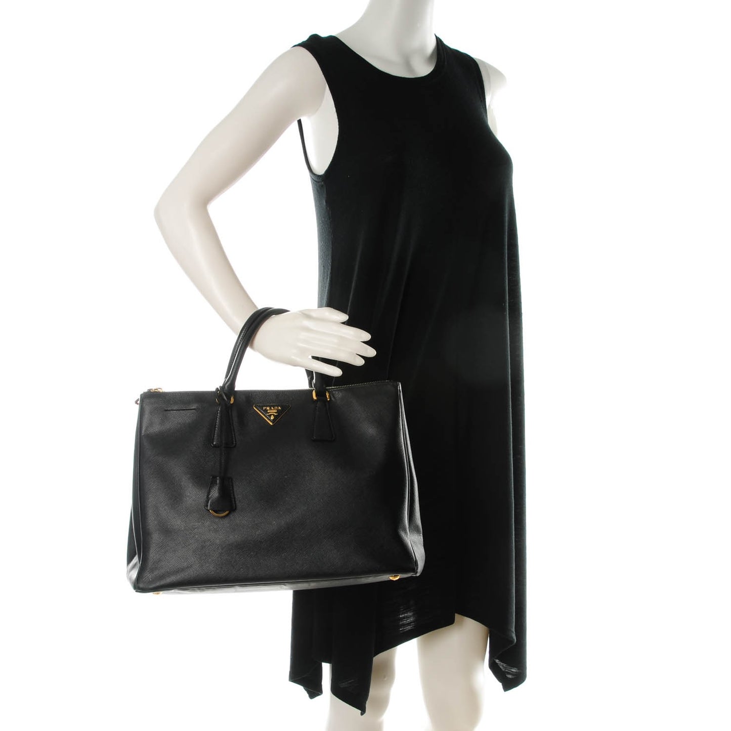 Saffiano Large Galleria Double Zip Tote Black