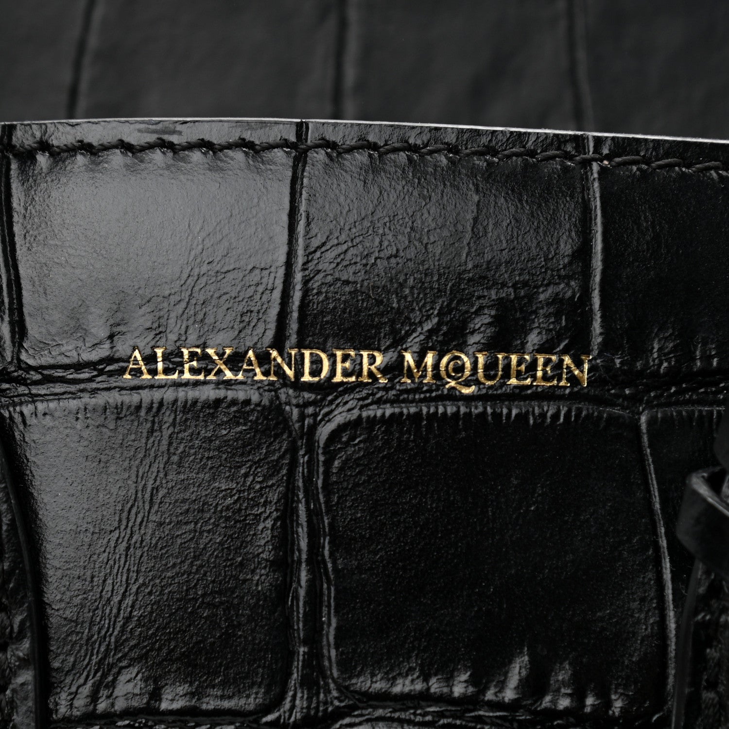 Alexander McQueen Calfskin Crocodile Embossed Mini Heroine 21 Black 6 of 11