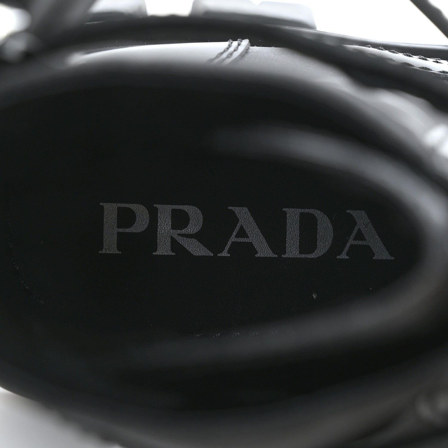 Prada Spazzolato Rois Nylon Metal Triangle Logo Monolith Pouch Pocket 55mm Boots 37.5 Black 7 of 9