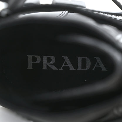Prada Spazzolato Rois Nylon Metal Triangle Logo Monolith Pouch Pocket 55mm Boots 37.5 Black 7 of 9