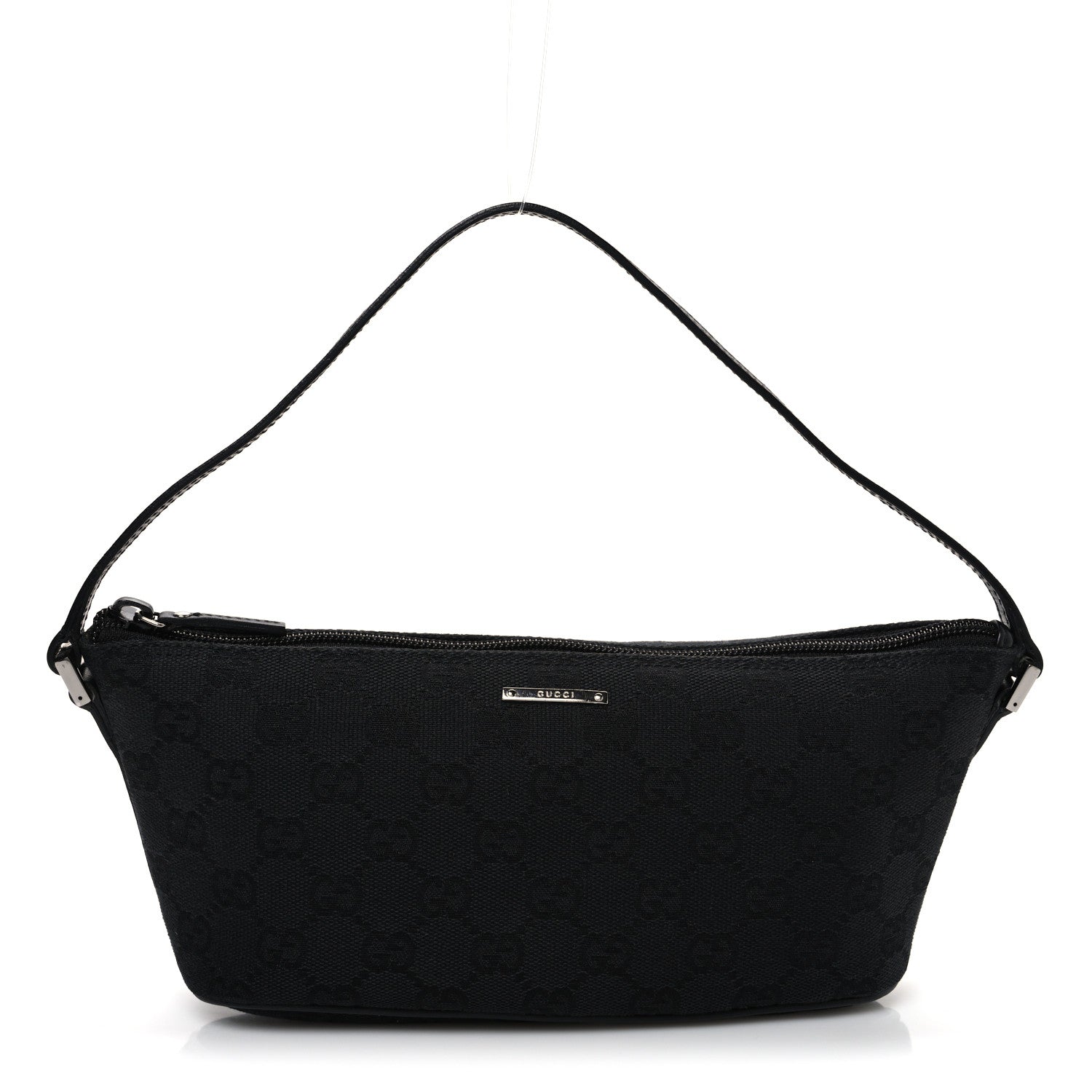 Gucci Denim Monogram Boat Pochette Black 1 of 10
