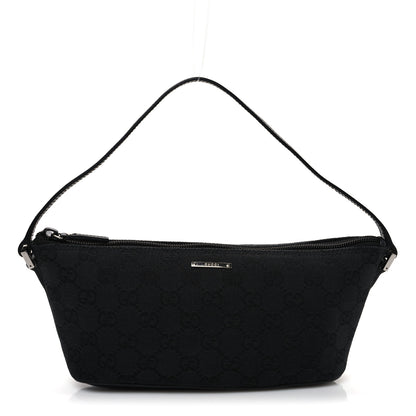 Gucci Denim Monogram Boat Pochette Black 1 of 10