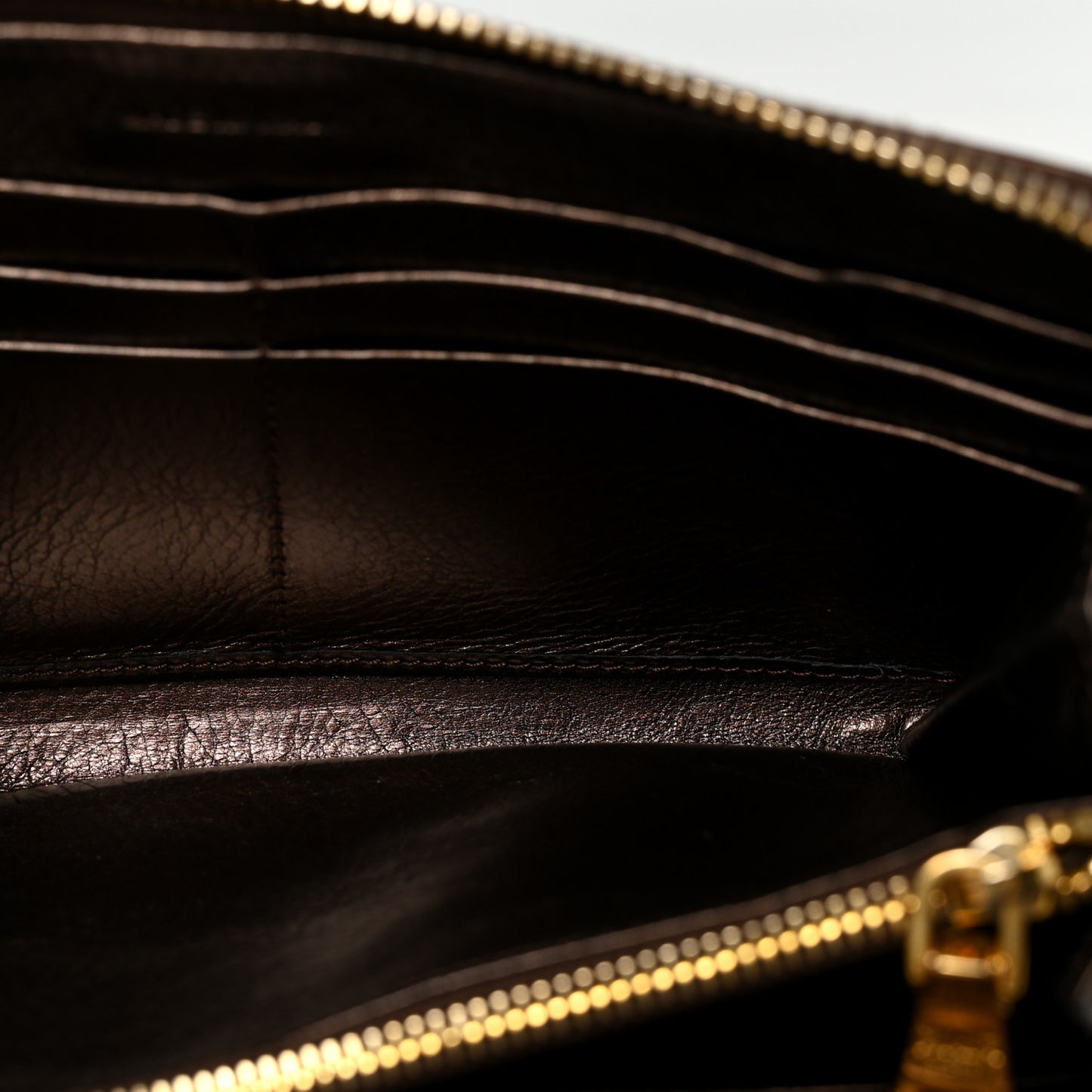 Vitello Shine Zip Around Wallet Brown